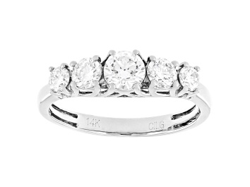 Picture of White Lab-Grown Diamond F-G SI 14kt White Gold 5-Stone Graduated Band Ring 1.00ctw