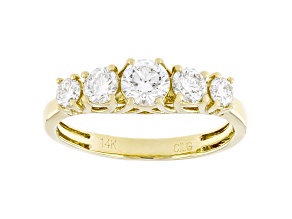 White Lab-Grown Diamond F-G SI 14kt Yellow Gold 5-Stone Graduated Band Ring 1.00ctw