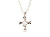 Barse Jewelry White Mother-of-Pearl Gold Tone "The Light" Cross Pendant With Chain