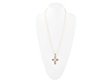 Barse Jewelry White Mother-of-Pearl Gold Tone "The Light" Cross Pendant With Chain