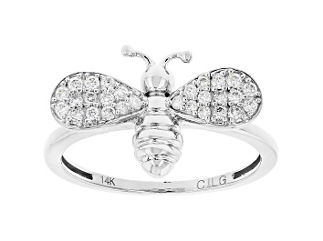 Picture of White Lab-Grown Diamond 14k White Gold Bee Cluster Ring 0.20ctw
