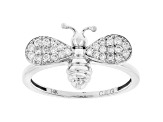 White Lab-Grown Diamond 14k White Gold Bee Cluster Ring 0.20ctw