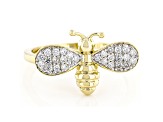 White Lab-Grown Diamond 14k Yellow Gold Bee Cluster Ring 0.20ctw