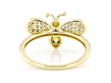 White Lab-Grown Diamond 14k Yellow Gold Bee Cluster Ring 0.20ctw