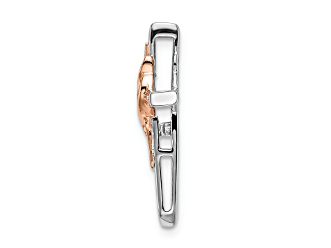 14K White and Rose Gold Diamond Cross Chain Slide