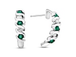 0.76ctw Emerald and Diamond J-Hoop Earrings in 14k White Gold