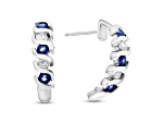 0.76ctw Sapphire and Diamond J-Hoop Earrings in 14k White Gold