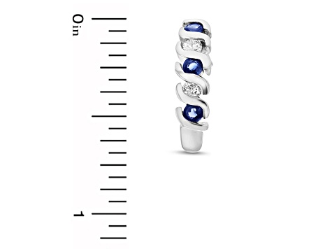0.76ctw Sapphire and Diamond J-Hoop Earrings in 14k White Gold