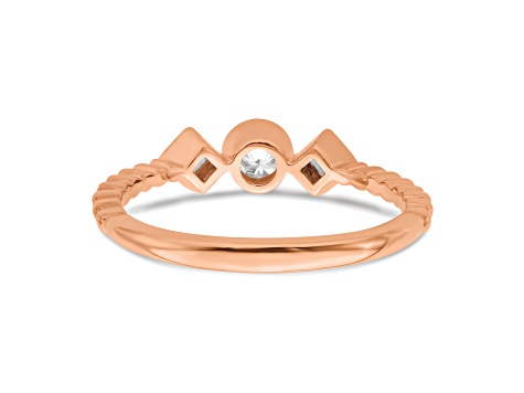 14K Rose Gold Scalloped Band Petite Round Diamond Ring 0.25ctw