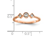 14K Rose Gold Scalloped Band Petite Round Diamond Ring 0.25ctw
