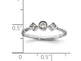 Rhodium Over 14K Gold Scalloped Band Petite Round Diamond Ring 0.25ctw