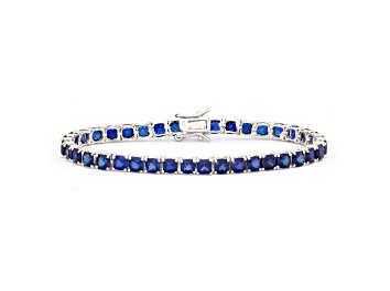Picture of Lab Created Blue Sapphire Sterling Silver Tennis Bracelet 11.89ctw