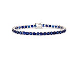 Lab Created Blue Sapphire Sterling Silver Tennis Bracelet 11.89ctw