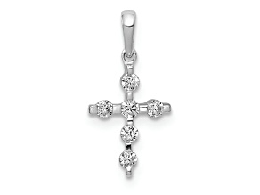 Rhodium Over 14k White Gold Diamond Cross Pendant