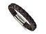 Black and Brown Leather and Stainless Steel Polished 8-in Bracelet