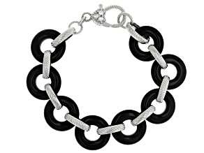Judith Ripka Black Onyx Sterling Silver Verona Link Bracelet