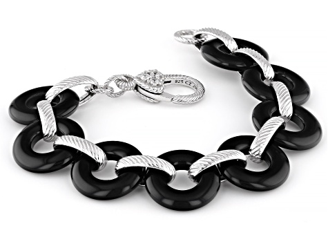 Judith Ripka Black Onyx top Sterling Bracelet