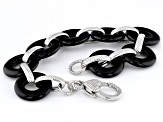 Judith Ripka Black Onyx Sterling Silver Verona Link Bracelet