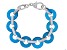 Judith Ripka Blue Agate Rhodium Over Sterling Silver Verona Link Bracelet