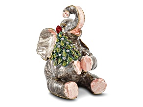 ELROY Elephant with Christmas Tree Trinket Box