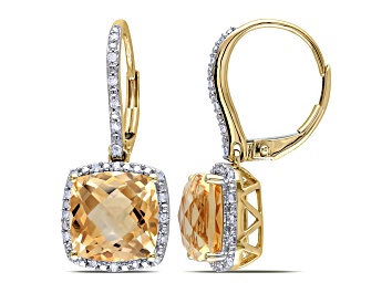 Picture of 5.80ctw Citrine And 0.20ctw Diamond 10k Gold Earrings