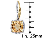 5.80ctw Citrine And 0.20ctw Diamond 10k Gold Earrings