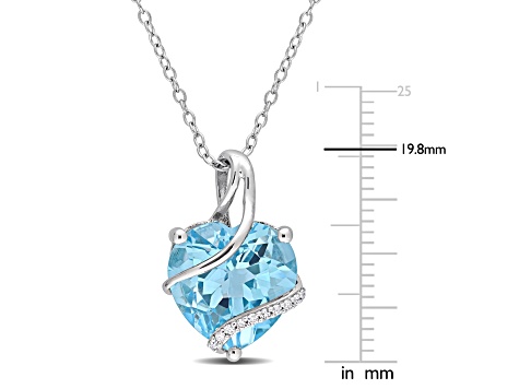 9ctw Sky Blue Topaz and Diamond Accent Heart Wrapped Pendant with Chain ...