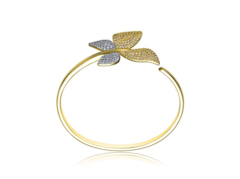 Clear CZ, Two-Tone Rhodium & 14K Gold Plated over Brass