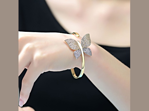 Clear CZ, Two-Tone Rhodium & 14K Gold Plated over Brass