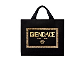 Fendi x Versace Fendace Black Canvas Convertible Large Shopping Tote