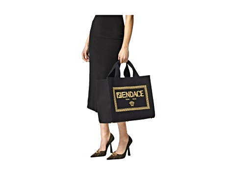 Fendi x Versace Fendace Black Canvas Convertible Large Fendi x Versace Fendace Black Canvas Convertible Large