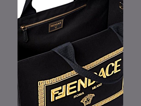 Fendi x Versace Fendace Black Canvas Convertible Large Fendi x Versace Fendace Black Canvas Convertible Large