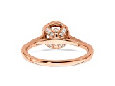 14K Rose Gold Morganite Diamond Halo Engagement Ring .94ctw