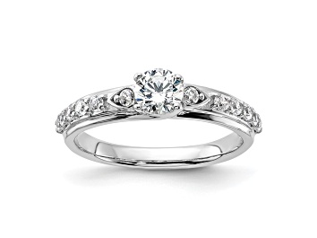 Picture of Rhodium Over 14K White Gold Lab Grown Diamond VS/SI GH, Complete Engagement Ring 0.74ctw