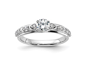 Rhodium Over 14K White Gold Lab Grown Diamond VS/SI GH, Complete Engagement Ring 0.74ctw