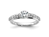 Rhodium Over 14K White Gold Lab Grown Diamond VS/SI GH, Complete Engagement Ring 0.74ctw