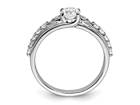 Rhodium Over 14K White Gold Lab Grown Diamond VS/SI GH, Complete Engagement Ring 0.74ctw