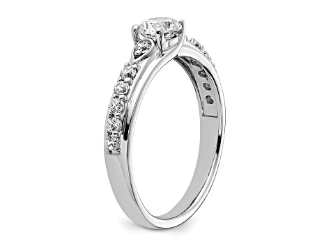 Rhodium Over 14K White Gold Lab Grown Diamond VS/SI GH, Complete Engagement Ring 0.74ctw