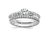 Rhodium Over 14K White Gold Lab Grown Diamond VS/SI GH, Complete Engagement Ring 0.74ctw
