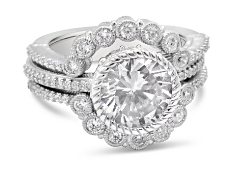 Judith Ripka 5.0ctw Bella Luce® Diamond Simulant Rhodium Over Sterling Silver Three Ring Set