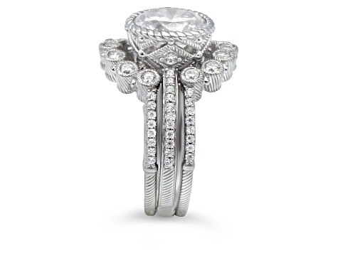 Judith Ripka 5.0ctw Bella Luce® Diamond Simulant Rhodium Over Sterling Silver Three Ring Set