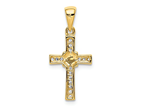 14K Yellow Gold 1/6ct. Diamond Latin Cross Pendant