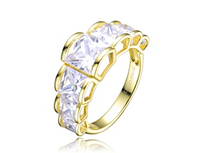 Clear Princess-Cut Cubic Zirconia, 14K Yellow Gold Plated over Sterling Silver Cocktail Ring