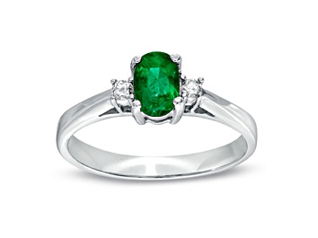Picture of 0.45cttw Emerald and Diamond Ring in 14k White Gold