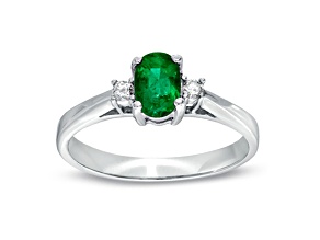 0.45cttw Emerald and Diamond Ring in 14k White Gold