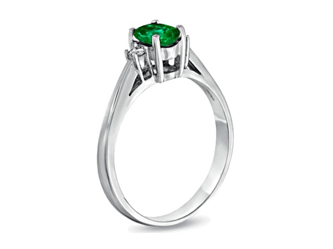 0.45cttw Emerald and Diamond Ring in 14k White Gold