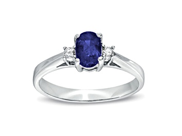 Picture of 0.55ct tw Sapphire and Diamond Ring in 14k White Gold