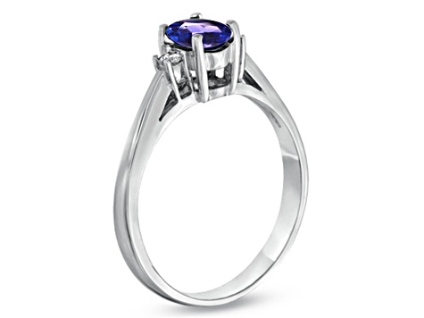 0.50cttw Tanzanite and Diamond Ring in 14k White Gold