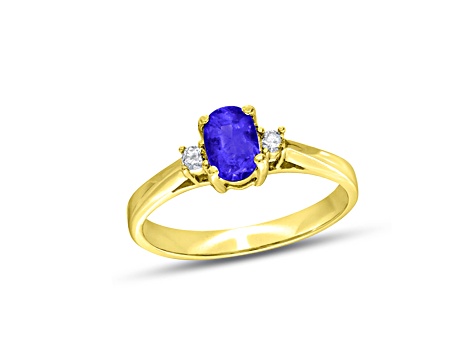 0.45ctw Tanzanite and Diamond Ring in 14k Yellow Gold