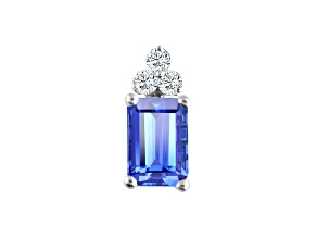 14K White Gold Octagon Tanzanite and Diamond Pendant 0.62ctw
